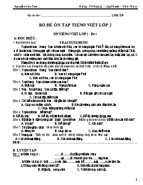 Bộ đề ôn tập Tiếng Việt Lớp 2